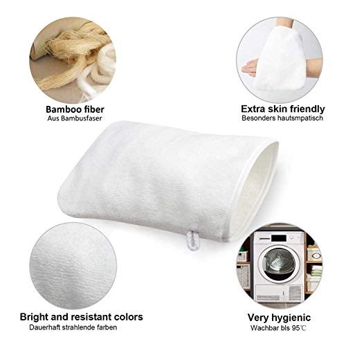 PHOGARY 10 Pack Microfiber Body Wash Mitts, Soft Face Mitten, Bath Spa Cloth, Reusable Makeup Remover Mitt Gloves, European Style Wash Cloth, 6¡¿8 inch, White and Grey