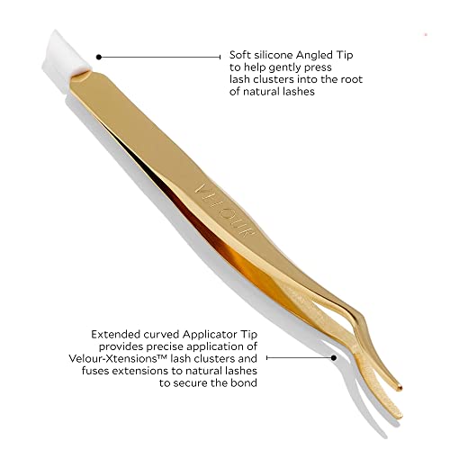 Velour Too Real Xtension Lash Applicator | Gold Stainless Steel | Double Ended Lash Tool for Easy False Eyelash Application