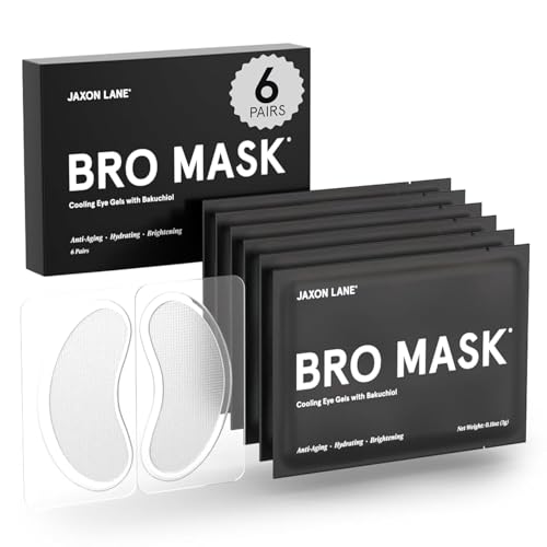 JAXON LANE BRO MASK Under Eye Patches for Men with Hydrogel (6 x 1 pack) - Anti-Aging Korean Eye Masks for Dark Circles and Puffiness- Puffy Under Eye Treatment - Perfect Skin Care for Men