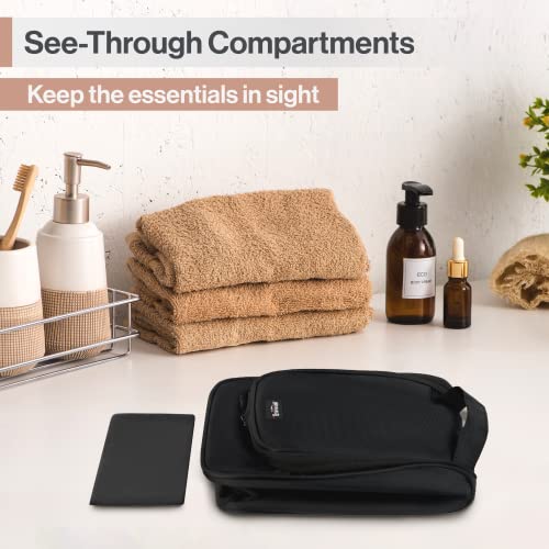 Hanging Travel Toiletry Bag - Large Cosmetic Bag Organizer for Toiletries, Makeup and Shaving Supplies - Cruise and Travel Essentials for Women & Men, Black