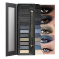 12 Colors Cool Tone Smoky Eyeshadow Palette with Mirror & Brush, Matte & Shimmer Beige Grey Black Dark Eye Makeup Palette for Women Longwear, Highly Pigmented Blendable Shades for Dramatic Smoky Looks