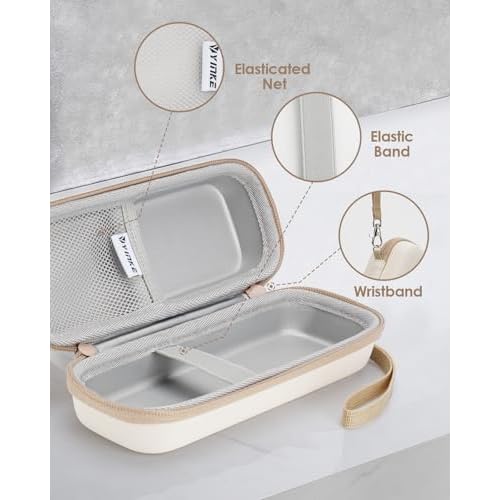 Yinke Travel Shaver Case with Attachments Storage Box for Hybrid Electric Trimmer, Waterproof Hard Carrying Case Portable Storage Bag for O Blade, Beige