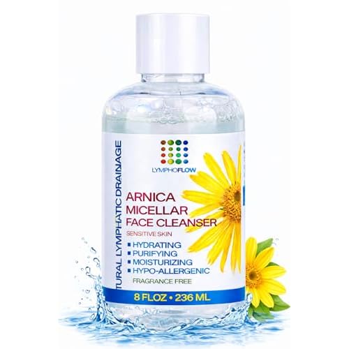 Bruizex Arnica Montana Micellar Cleansing Water, Facial Cleanser & Makeup Remover, Suitable for All Skin Types, Use for Natural Lymphatic Drainage, Reduces Face Puffiness, Daily Skin Care, 8 Fl Oz