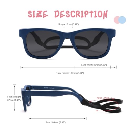 COASION Bendable Flexible Polarized Newborn Baby Sunglasses with Silicon Strap for Infant Boys Girls Age 0-12 Months CA9042