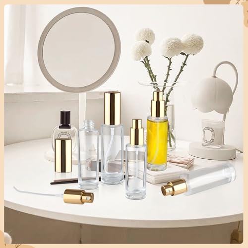 6 Pcs 30ml/1oz Glass Spray Bottle Refillable Perfume Bottles with Atomizer & Golden Lid for Perfume Cleaning Products Essential Oils