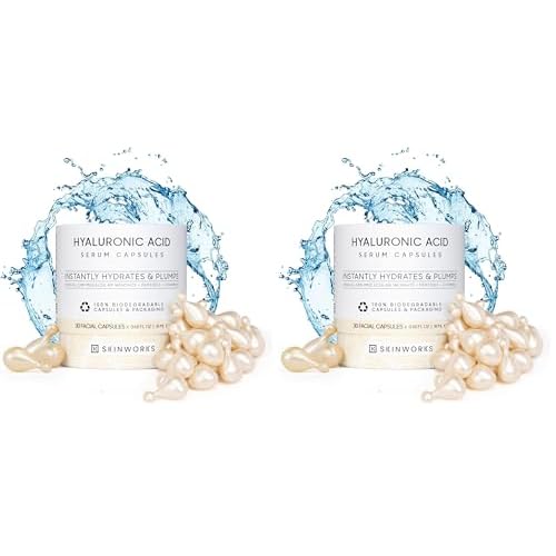 Hyaluronic Acid Serum for Face, Anti Aging Serum for Fine Lines & Wrinkles, Hydrating Glow, Face Moisturizer Plump & Repair Dry Skin, Unscented, 30 Capsules (Pack of 2)