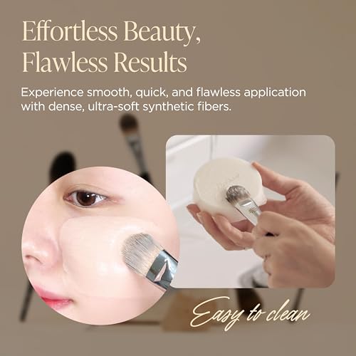 Piccasso FB17 Foundation Brush ? Soft Makeup Brush for Liquid & Cream Foundation, Curved Bristles for Smooth and Flawless Face Makeup, Professional Tool for Base Layering, Korean Beauty Essential