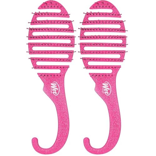 Wet Brush Shower Hair Brush Detangler-Exclusive Ultra-soft IntelliFlex Bristles-Minimizes Pain And Protects Against Split Ends and Breakage-Comb For Women,Men,Wet&Dry Hair-Pink Glitter,(Pack of 2)