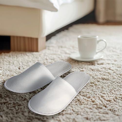 UrbanRoots 28 Pairs Disposable Slippers For Guests,Bulk Slippers For Hotel,Spa,Travel,Shoeless Home,Spa Slippers With Pouch,Non-Slip(White) house slippers for guests