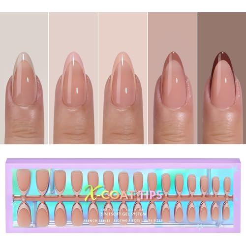 btartboxnails Nail Tips Builder Gel French Tip Press on Nails Almond