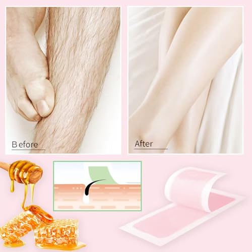 Wax Strips 60 Strips body wax strips Wax Strips for Hair Removal Facial Hair Removal for Women Waxing Kit for Face, Body, Arms, Legs, Chest, Back, Bikini & Brazilian 6 bagsCalming Oil Wipes (60)