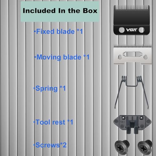 VGR 001 Clipper DLC Carbon Steel Blade Replacement, Professional Precision Ceramic Moving Clipper Blades with 2 Pairs Screws, Model Clipper with Coating Fix Blade Set