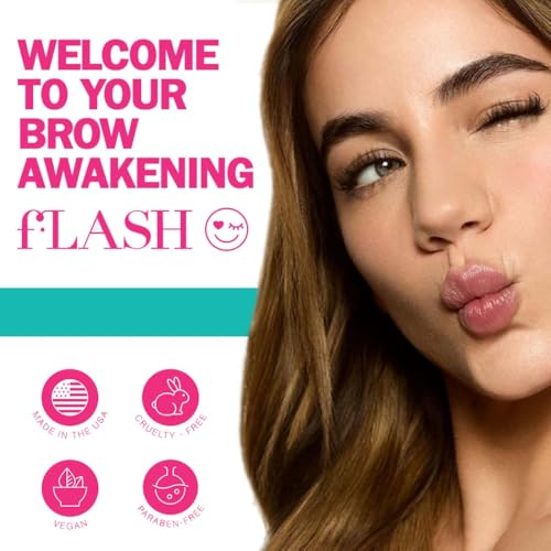 fLASH Eyebrow Serum for Growing Bolder, Fuller, Thicker-looking Brows in 4-6 Weeks - USA Made, Conditions Hair Follicles, Safe for Sensitive Skin, Cruelty-free, Vegan, 3 Month Supply - 3mL (0.1 Fl Oz)