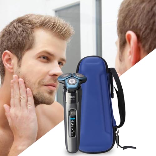 Hard Storage Case for Krovena Electric Shaver/Philips Norelco Norelco Shaver Series 2100 2300 3500 6800 3100 5500 5100 5100 5300 5700 6880 7000 7100 7200 Rotary Shaver (Case Only) (PU, Blue+Black)