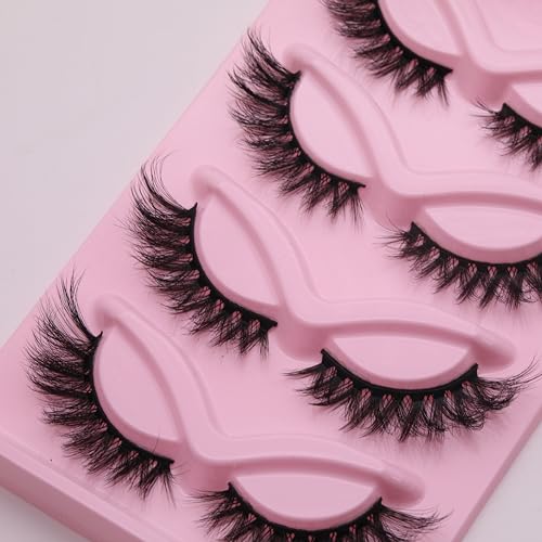 Natural Fox Eye Lashes Wispy False Eyelashes 15mm Fluffy Mink Lashes 3D Curl Fake Cat Eyelashes Multipack More sexy, charming and attractive by ELENINE (15mm, 3DMAO-31)
