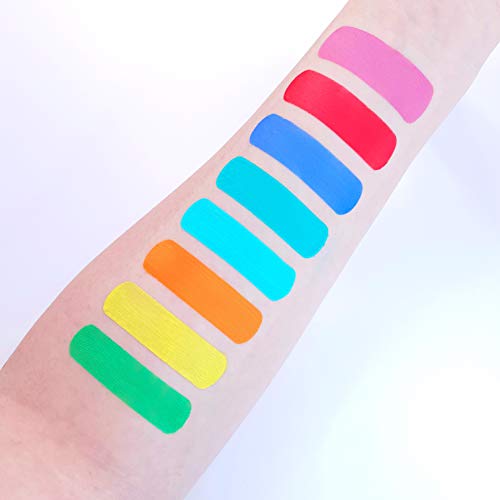 Pro Face & Body Paint Cake Pots by Moon Creations - Brights Colours Set - Professional Water Based Face Paint Makeup for Adults, Kids - 1.26oz