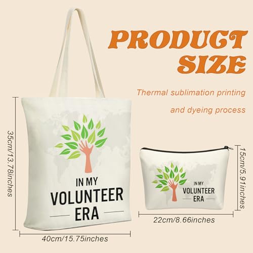 Yaomiao 12 Pcs Volunteer Appreciation Gifts Bulk for Women Volunteer Tote and Cosmetic Bags Set Funny Canvas Reusable Grocery Bag with Zipper Makeup Bag for Holiday Thank You Gifts, Church, Group