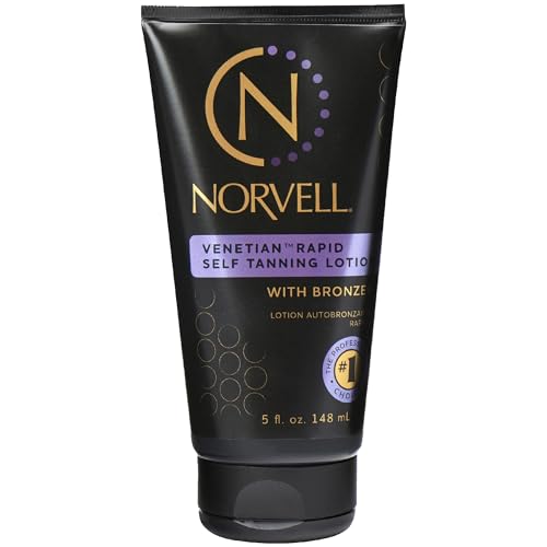 Norvell Venetian Rapid Sunless Self Tanner Lotion 5 fl oz ? Professional Fast Acting Self Tanning Cream for Natural Bronze Glow, Streak Free, Long Lasting, Anti Orange Fake Tan