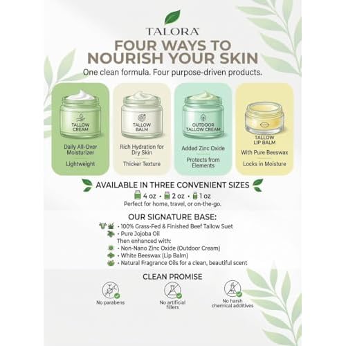 Outdoor Tallow Cream: Lavender | 100% Grass-Fed & Finished Beef Tallow Moisturizer with Organic Jojoba Oil | Deeply Nourishing | All-Natural Skin Cream for Outdoor & Dry Skin (4oz)