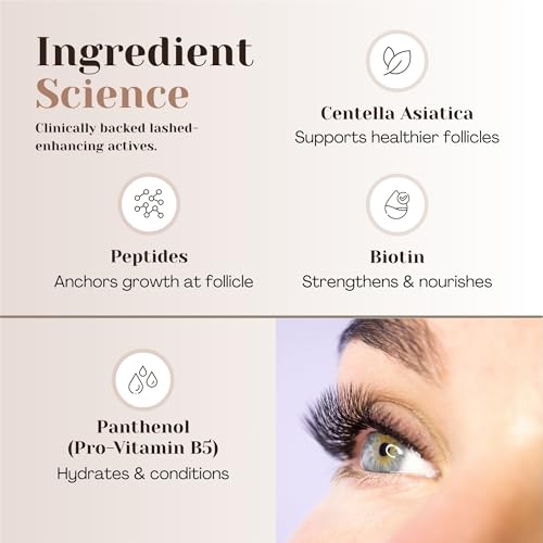 Lash Serum ? Eyelash Enhancer with Peptides & Biotin ? Strengthens, Nourishes & Defines Lashes for Longer, Fuller and Thicker Looking ? Vegan Formula ? Hormone-Free ? Made in USA ? 2 ml
