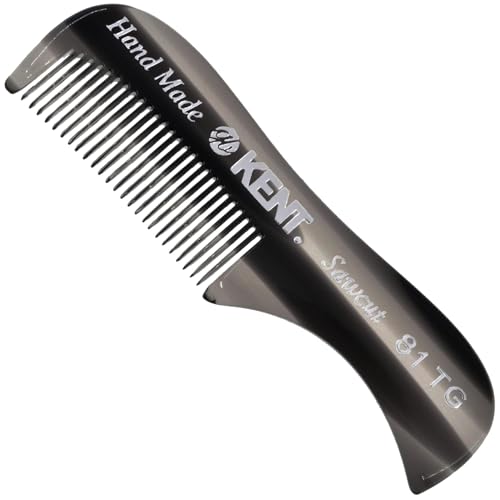 KENT A 81T Graphite X-Small Men's Beard Mustache Pocket Comb, Fine Toothed for Facial Hair Grooming and Styling. Hand-Made of Quality Cellulose Acetate, Made in England