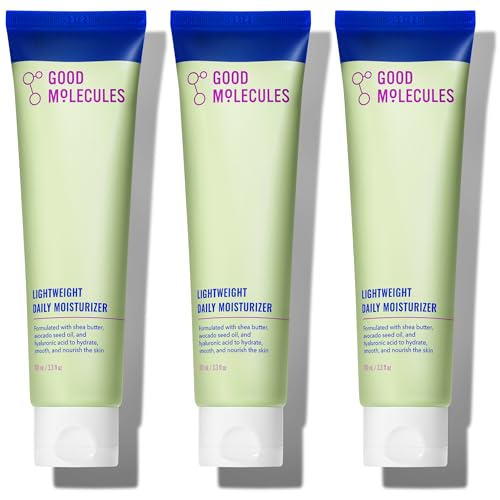 Good Molecules Lightweight Daily Moisturizer Face Cream Pack 3 ? 100 ml / 3.38 fl oz Each - Non-Greasy Facial Moisturizer Face Lotion with Shea Butter & Hyaluronic Acid