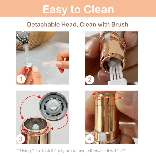 Facial Hair Removal Eyebrow Trimmer - Facial Shaver Device 2 in 1 Remover for Face Peach Fuzz Eyebrow Nose Ear Hair Chin Lips Armpit with LED Light Rechargeable for Women Men Travel Size (White)