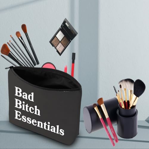 PWHAOO Funny Sarcastic Cosmetic Bag Bad Bi*ch Essentials Cosmetic Bag Boss Lady Gift Best Friend Gift (Bad Bi*ch Essentials B)