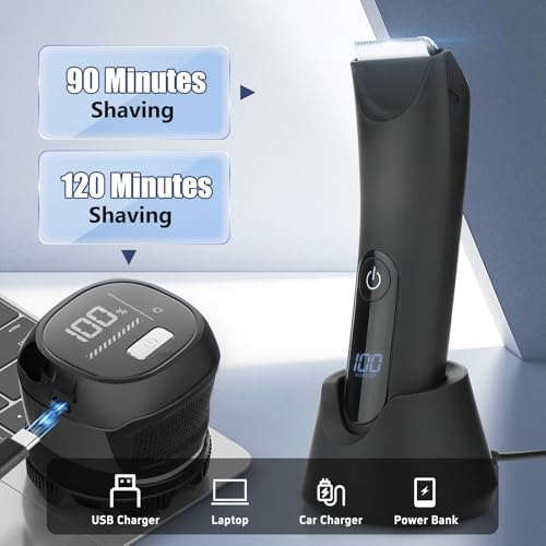 SUNNOW Body Hair Trimmer & Head Shavers for Bald Men, Ball Pubic Hair Trimmer, Head Electric Shavers Razor Kit, Ball Body Groomer for Bikini/Groin/Grooming
