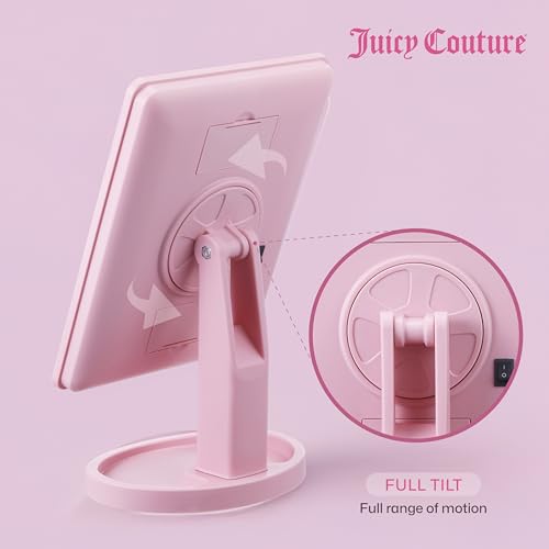 Juicy Couture - LED Light-Up Vanity Mirror for Makeup, Adjustable Brightness, Touch Control, Sleek Modern Design, Portable Beauty Mirror for Dressing Table & Travel