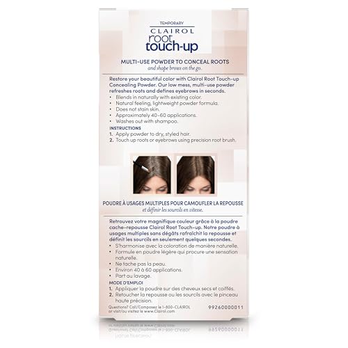 Clairol Root Touch-Up Temporary Concealing Powder, Dark Brown Hair Color, Pack of 3