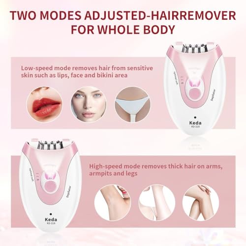 Facial Epilator for Women, Lady Epilators Hair Removal for Face, Epilators with LED Light, Two Speed Hair Removal Device, Epilator for Women, Pluxy Facial Hair Removal for Bikini Arm Legs Armpits
