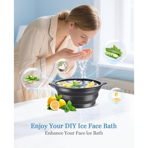 Face Ice Bath Bowl - Silicone Foldable Facial Ice Therapy Basin with Built-in Ice Tray, Cold Plunge Bowl for Skin Tightening, Puffiness Relief & Glowing Skin, Idea for Home & Travel