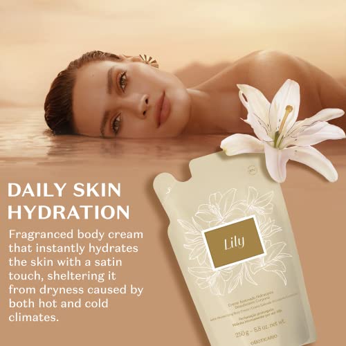 O Botic?rio Lily Satin Hydrating Body Cream REFILL Bundle, Fragranced Body Butter for Dry Skin, (8.8 Ounce Jar & 8 Ounce pouch)