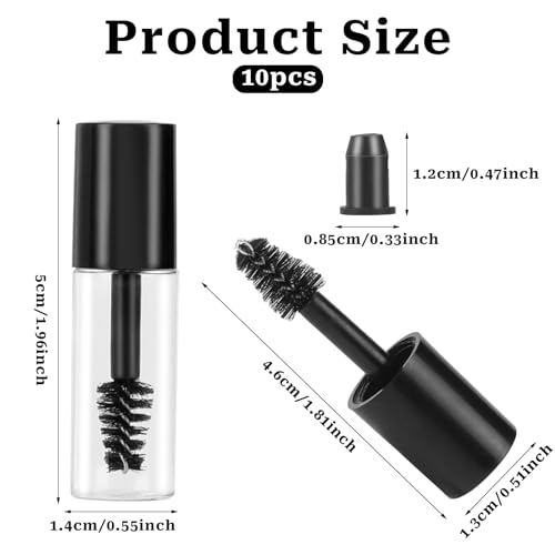 10 Pcs 3ml Empty Mascara Tube Wand Mini Eyelash Cream Container Bottle Eyelash Growth packing Tube container for Home and Travel