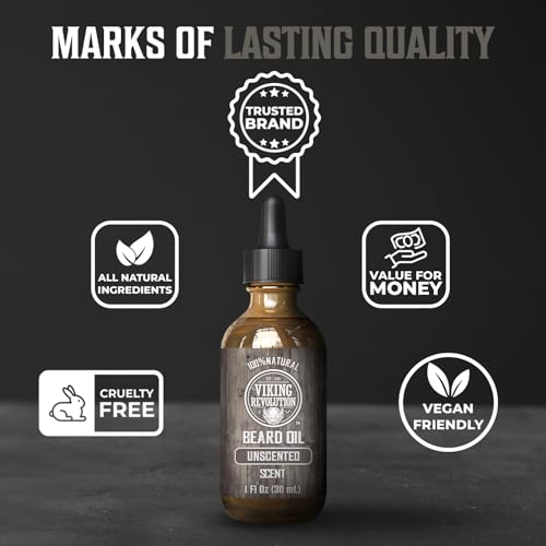 Viking Revolution Citrus Beard Balm for Men and Unscented Beard Oil Bundle - With Argan and Jojoba Oils - Soften and Moisturize your Beard