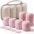 Travel Toiletry Jar Set - 6Pcs Leakproof Travle Containers with Carry Bag, Dual - PLA Hard Shell Jars for Skincare, Lotions, Creams - Includes 4x30ml, 2x60ml & 10xMagnetic Labels, Pink