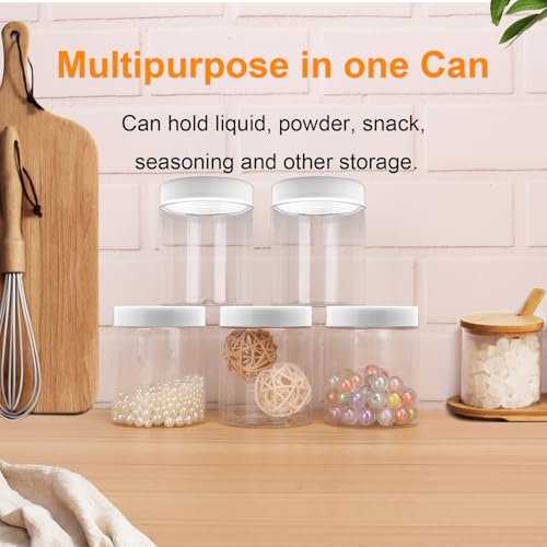 30 Packs 8 oz Clear Plastic Jars with White Lids, 8 oz Cosmetic Containers jars with Wide-Mouth for beads, rhinestones, sequins Cosmetics, Lotion, Cream, Ointments and More by KUKLIPJIM. (Clear)