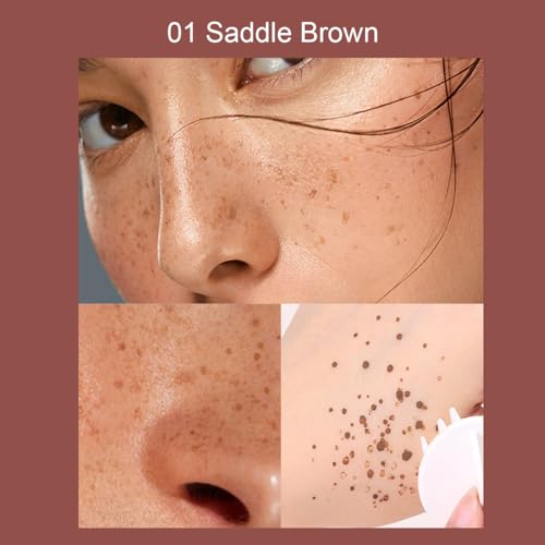Freckle Stamp Pen,Long Lasting Waterproof Quick Dry Lifelike Freckles,Magic Faux Fake Freckles Stamp for Natural Sunkissed Makeup (01 Saddle Brown)