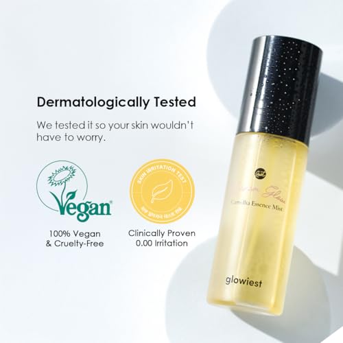 glowiest Dream Glow Camellia Essence Mist- Glass Skin Hydration & Soothing. Glow-Booster ; All In One Multi Mist+Toner+Serum l 75% Camellia Flower Water (2.70 fl. oz (80 ml)) (Pack of 2)