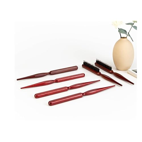 Pig bristle narrow-toothed comb Fluffy styling long handle comb Smooth hairstyle Men's beard combing brush For damaged and curly hair