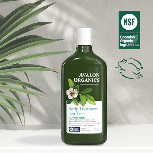 Avalon Organics Scalp Treatment Tea Tree Conditioner, Encourages Scalp Well-Being and Leaves Hair Soft, 11 Fluid Ounces