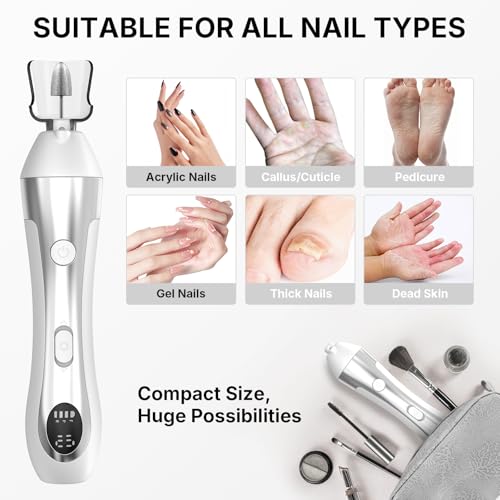 Nail Drill with LED Display ,Manicure Pedicure 10-Speed Cordless Electric Nails File,Rechargeable,10 in 1 Nail Drill Professional Ideal for Home, Beginners,Women