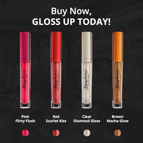 Mocha Glow Brown Sheer Transparent Sparkle Lip Gloss for Women - Hydrating, Vitamin E Infused - Smooth Application, Clean Formula - Brown Lipgloss, 1 Pack