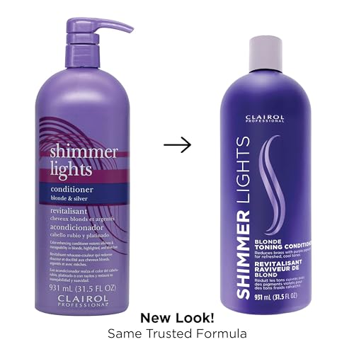 Clairol Professional Shimmer Lights Purple Conditioner | Neutralizes Brass & Yellow Tones | For Blonde, Silver, Gray & Highlighted Hair