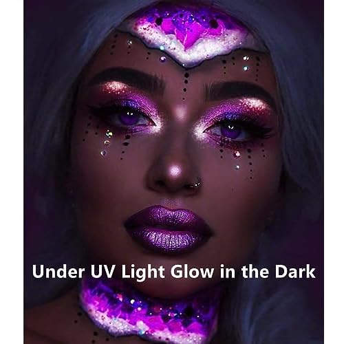 Go Ho Neon White Body Paint Washable(2.37oz,70ml),under UV Blacklight Neon Face Paint,Water Based Neon Fluorescent White Face Paint for Adults Children SFX Cosplay Costumes Festivals Halloween Makeup