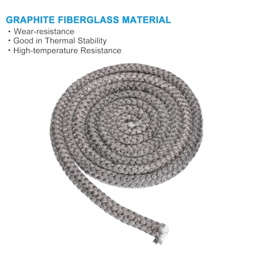 PATIKIL 9/16" x 98" Wood Stove Gasket, 2Pcs Graphite Fiberglass Round High-Temperature Resistance Seal Rope Replacement for Stoves Fireplace Door, Black