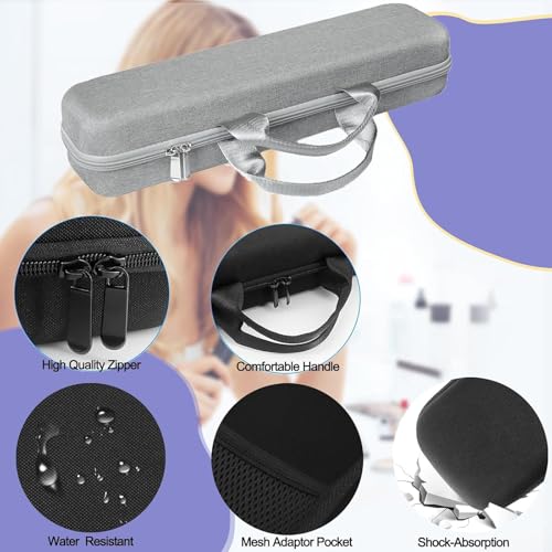 Travel Carrying Case Compatible with Dyson Airstrait/Hair Straightener, Airstrait HT01 Accessories Tools Hard Case, Waterproof Storage Bag - Black (Gray)