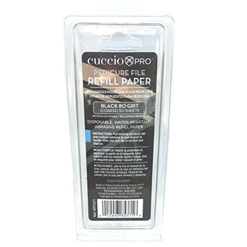 Cuccio Pro Pedicure File Refills ? 80 Grit Black Abrasive Refill Sheets ? Hygienic and Disposable ? Water-Resistant ? 50 Pack for Cuccio Stainless Steel Pedicure File