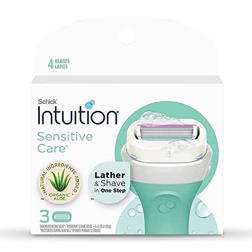 Schick Intuition Sensitive(Aloe) Renewing Moisture Women Razor Refill Cartridges, 12 count(4Pack), New Version 2022